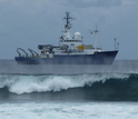 research vessel in the ocean